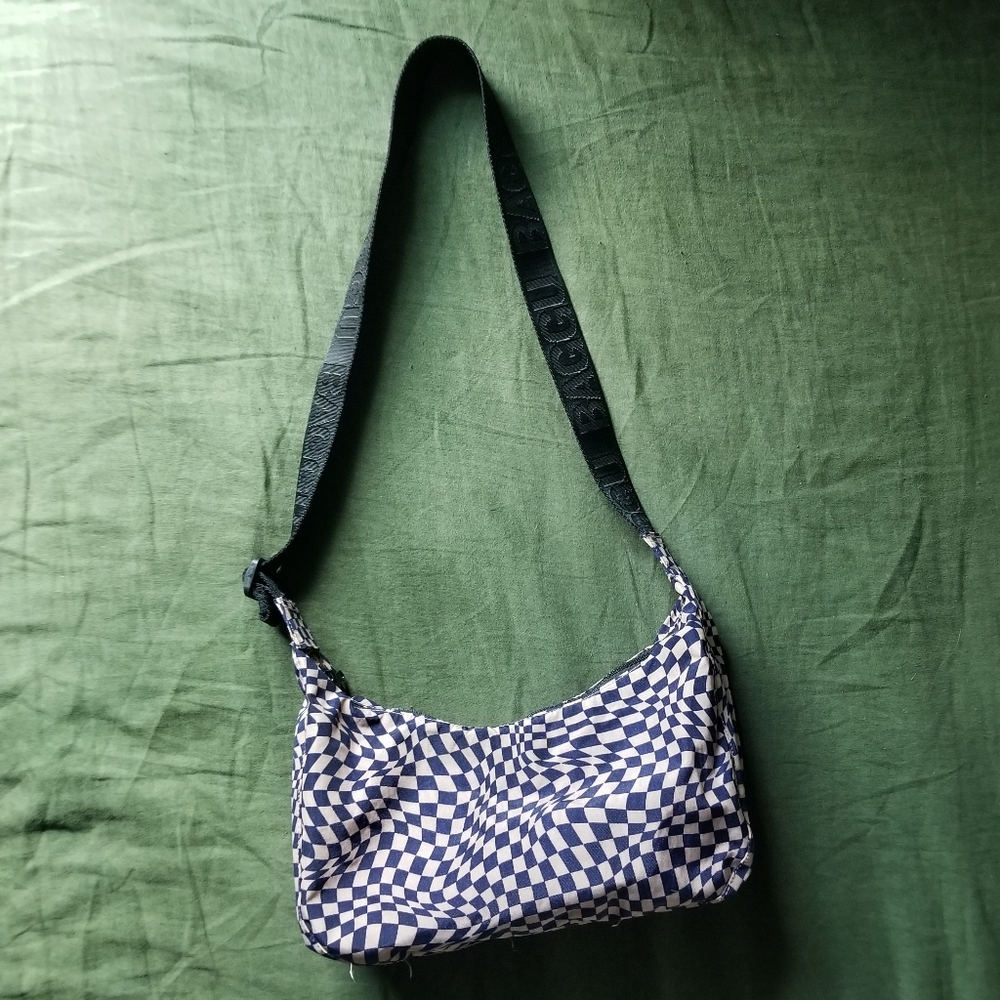 Baggu Indigo Trippy Checker Medium Crescent Bag